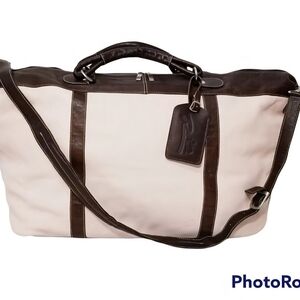 Elegant Cream and Brown Leather Men's Bag